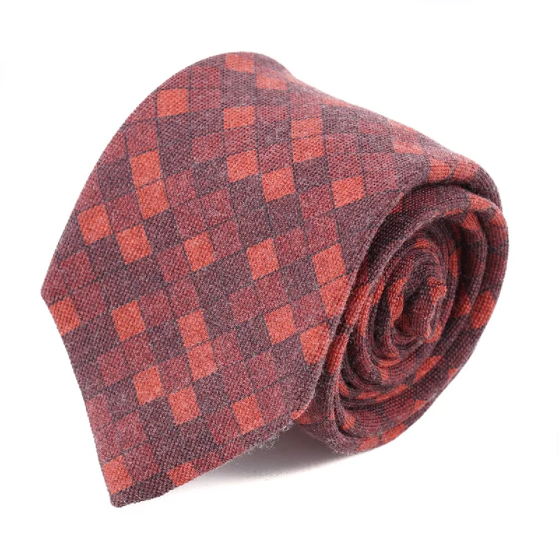 Isaia Check Print Wool and Silk Tie Trendy Men's Oversized