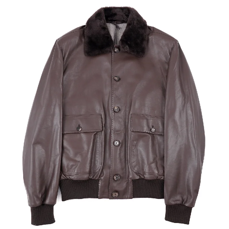 Rifugio Nappa Leather Jacket with Beaver Collar Cool Men's Distressed