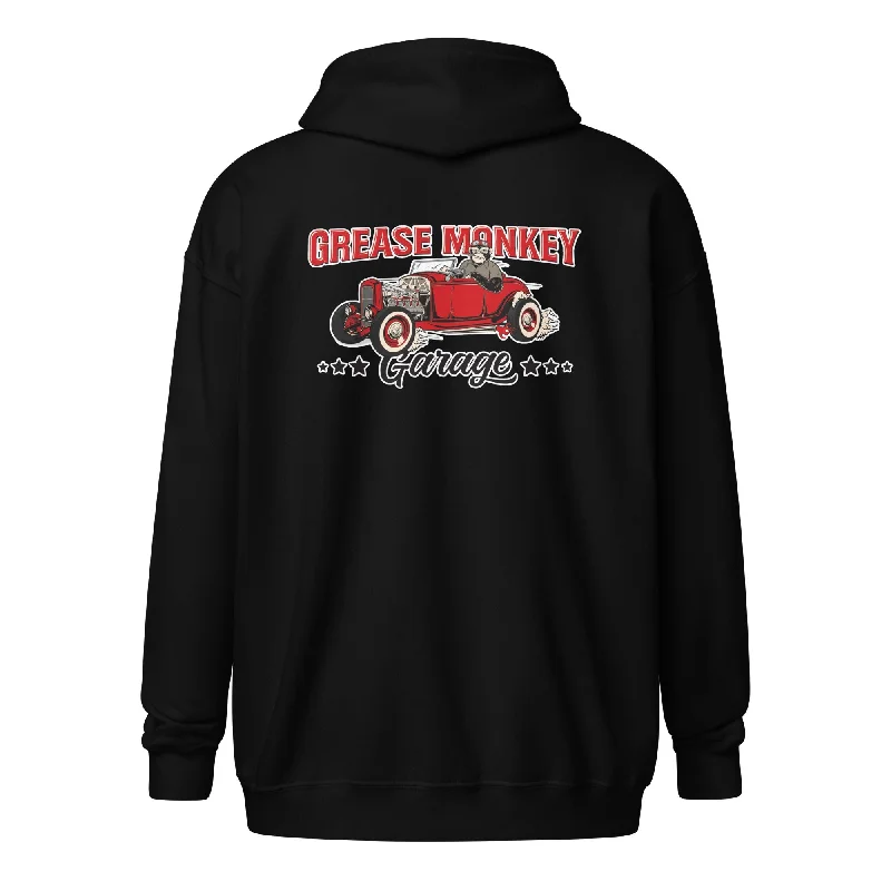 Grease Monkey Garage Gildan Heavy Blend Zip Hoodie Tough Men's Military