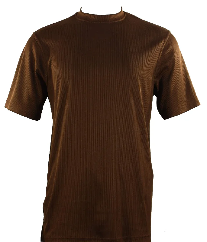 Log In Short Sleeve Mock Neck Men's T-Shirt - Solid Pattern Cognac #218 Lumberjack