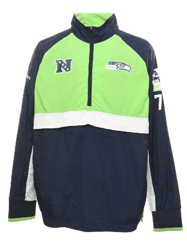 NFL Seattle Seahawks Lime Green & Navy Nylon Jacket - XL Earthy Men's Hemp