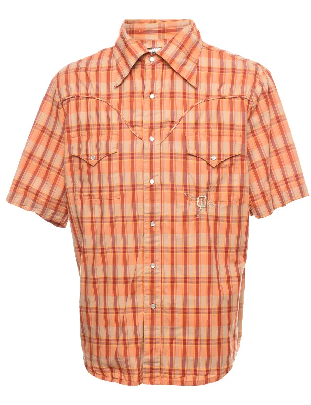 Orange & Red Western Checked Shirt - XL Confident Men's Power