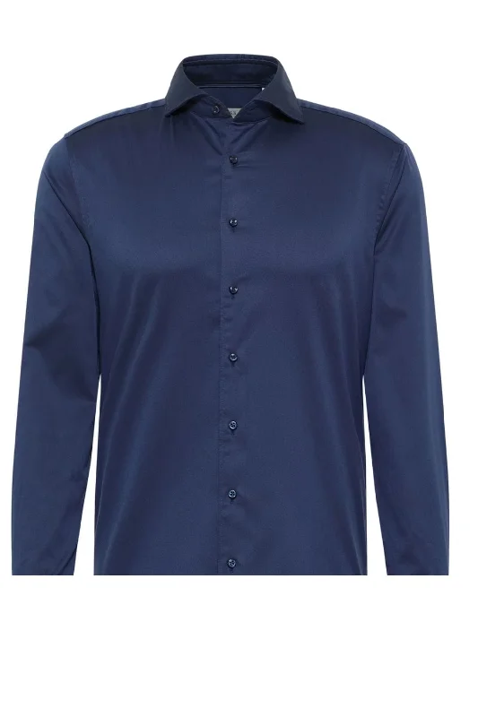 Eterna Uni Twill Shirt - Navy Sleek Men's Metallic