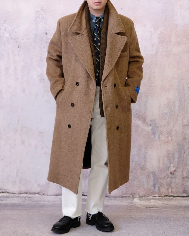 Tweed Peaked Lapel Double-breasted Trench Coat Organic