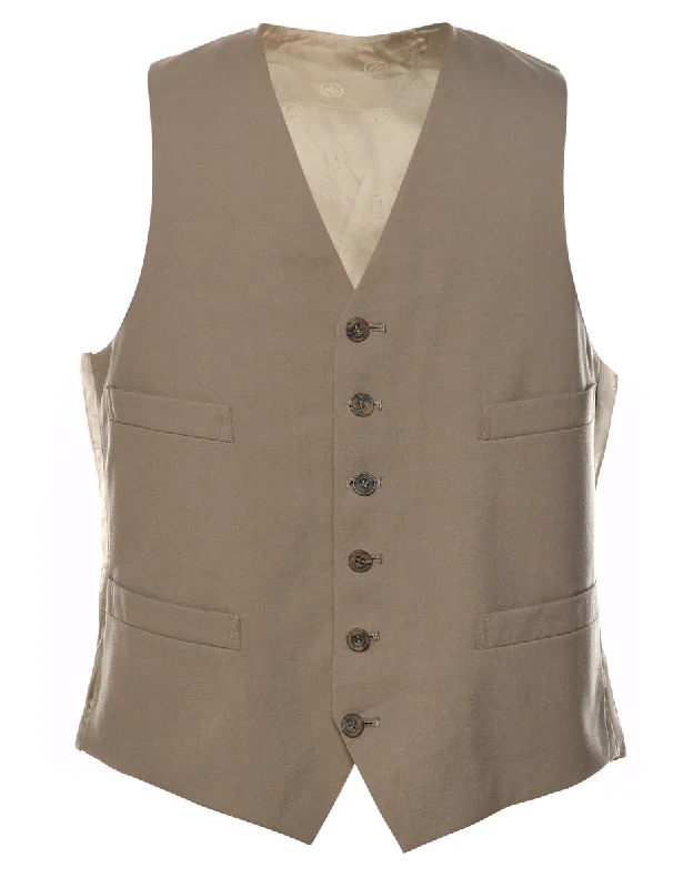 Classic Beige Waistcoat - S Monochromatic Office Style