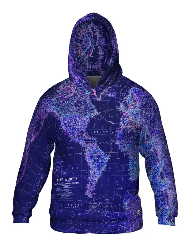 World Map Neon Close Polished Men's Silk