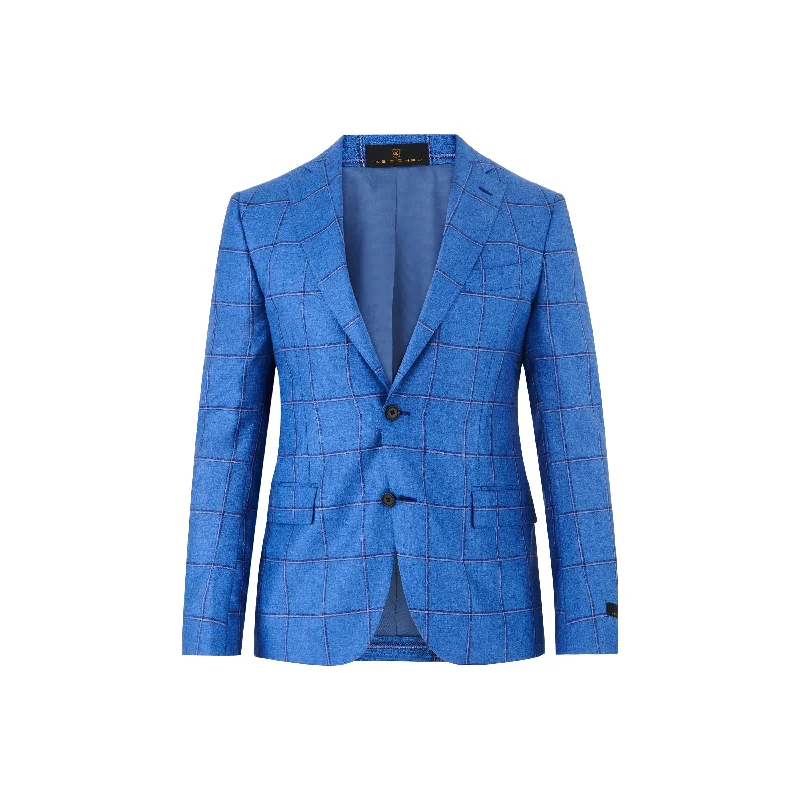 True Blue Windowpane Sport Coat Cclassic Men's Tweed