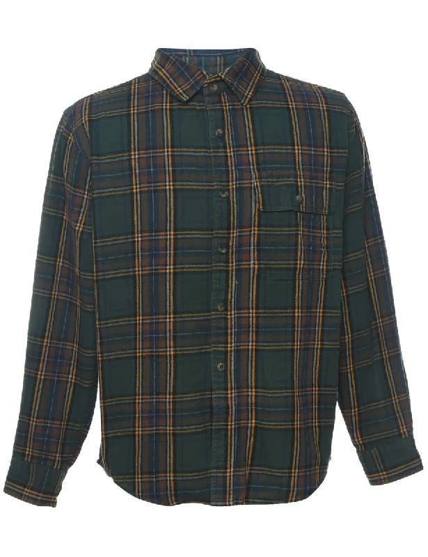 Dark Green Checked Shirt - M Laid