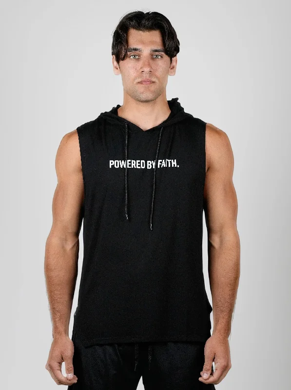 Powered by Faith Sleeveless Hoodie Edgy Men's Punk