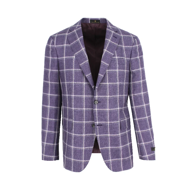 Purple Windowpane Sport Coat Dapper Men's Bow