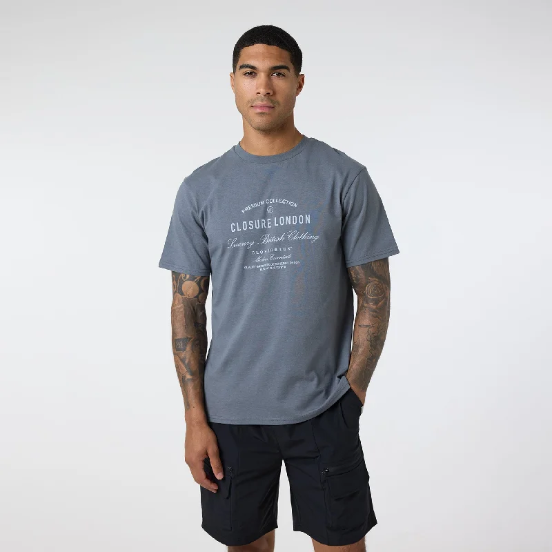 Layered Premium T-Shirt | Slate Grey Casual Men's Short