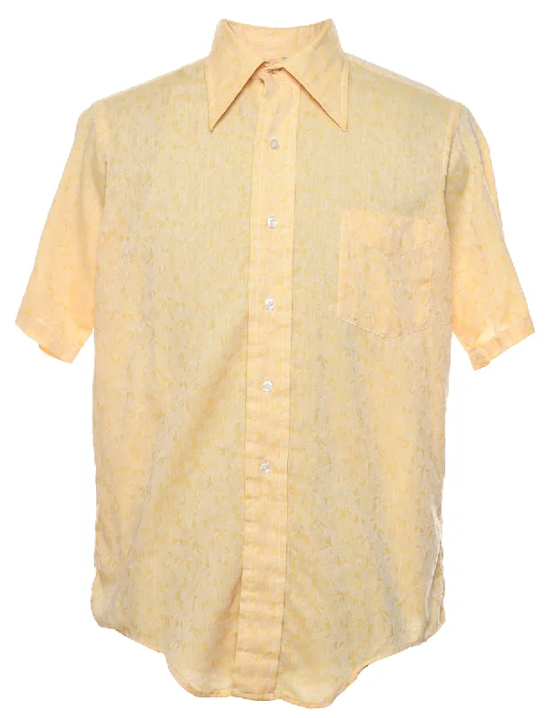 1970s Yellow Floral Print Shirt - M Vacation