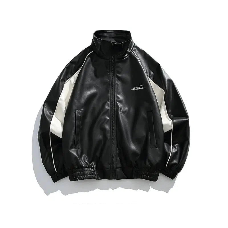 Stylish High-Collar Track Jacket Monochromatic All