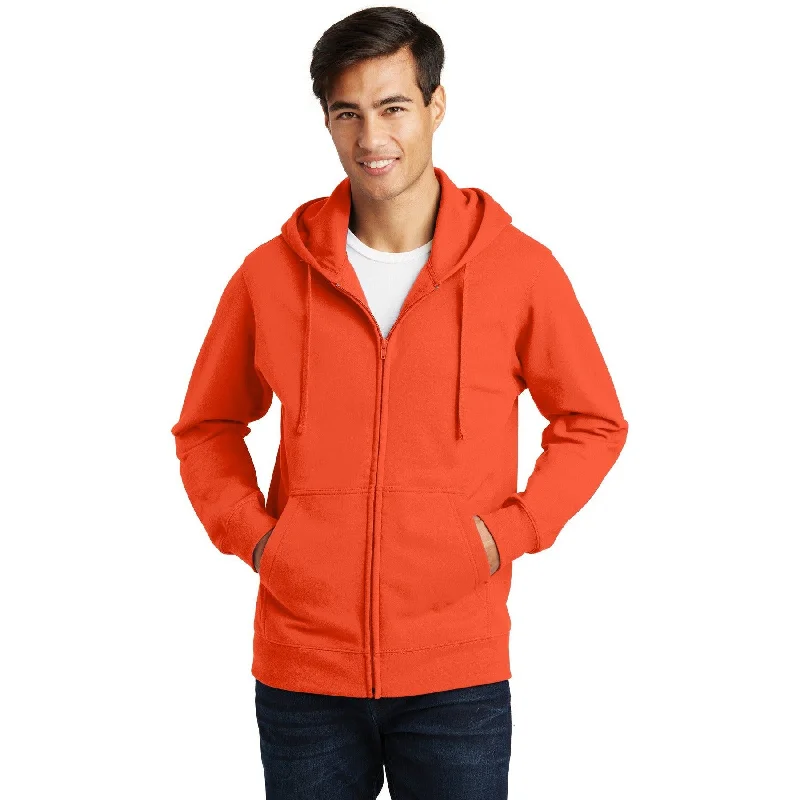 CLOSEOUT - Port & Company Fan Favorite Fleece Full-Zip Hooded Sweatshirt Earthy Men's Sustainable 