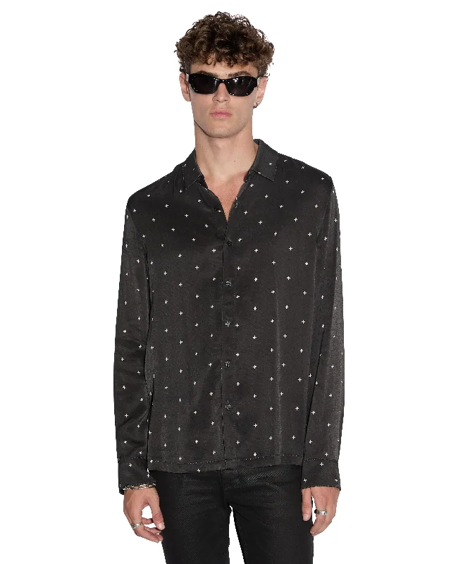 POLKA PLUS LS SHIRT BLACK Modern Men's Tech