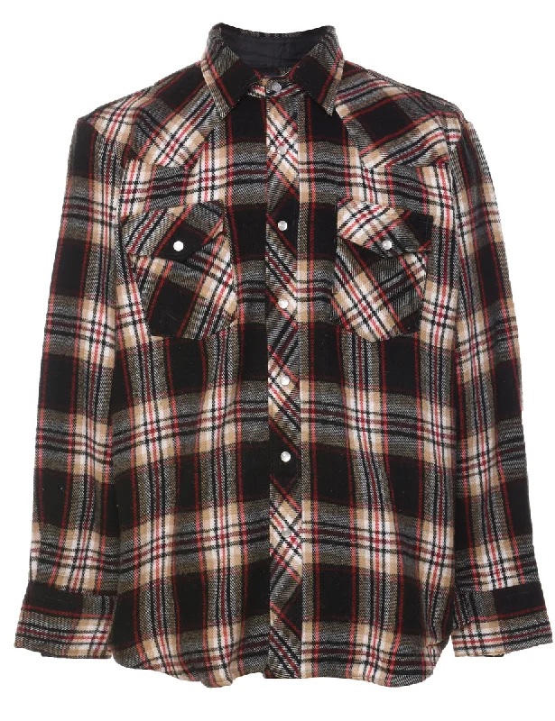 Long Sleeved Multi-Colour Flannel Checked Shirt - L Casual Men's Japanese 