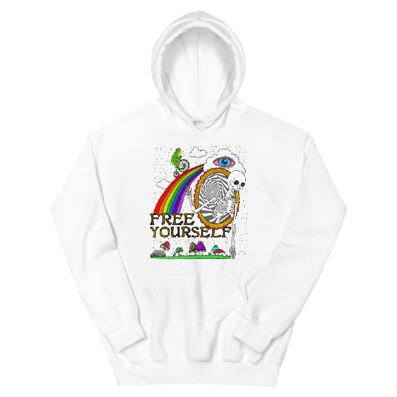 Free Yourself Graphic Hoodie Elegant Men's Cashmere