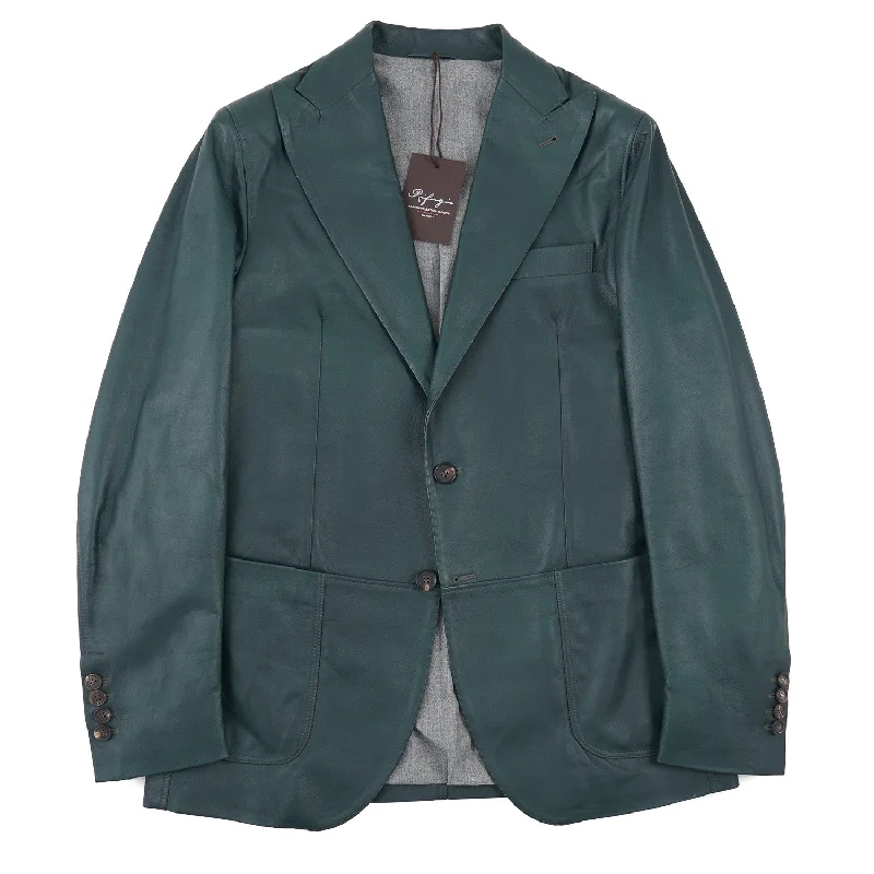 Rifugio Bottle Green Leather Blazer Confident Men's Power