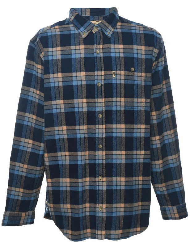 Navy Checked Shirt - L Bohemian Men's Free