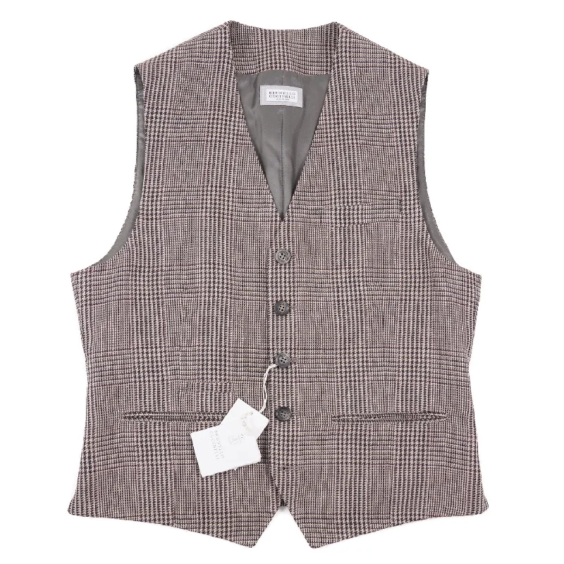 Brunello Cucinelli Glen Plaid Waistcoat Cool Men's Distressed