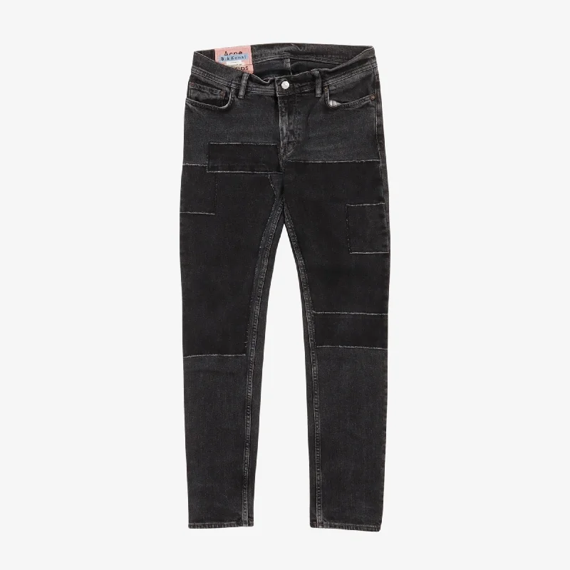 Patch Denim Jeans Casual Men's Japanese 