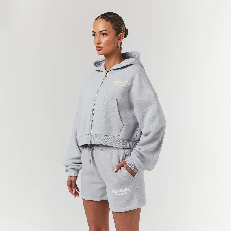 Bubble Logo Print FZ Hood Twinset | Ice Grey Monochromatic All