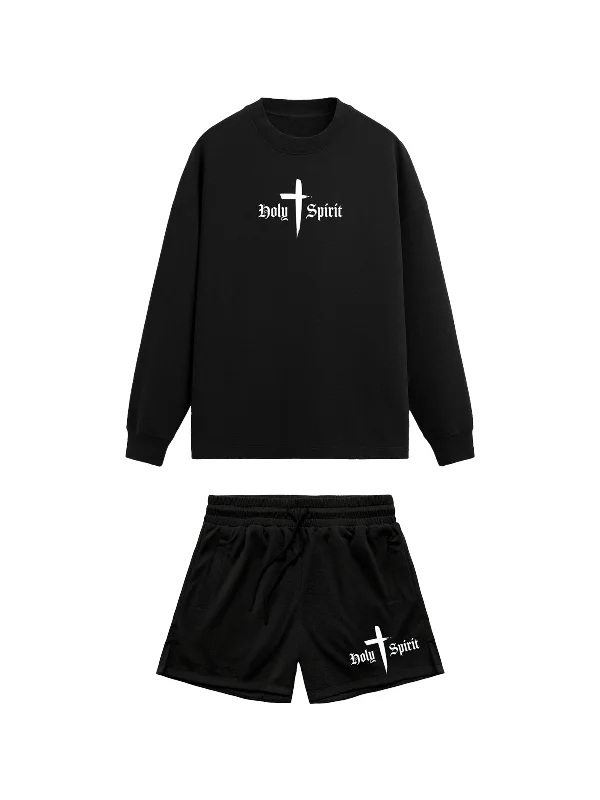 Holy Spirit Comfort Crewneck/Short Set - Black Unique Men's Patch