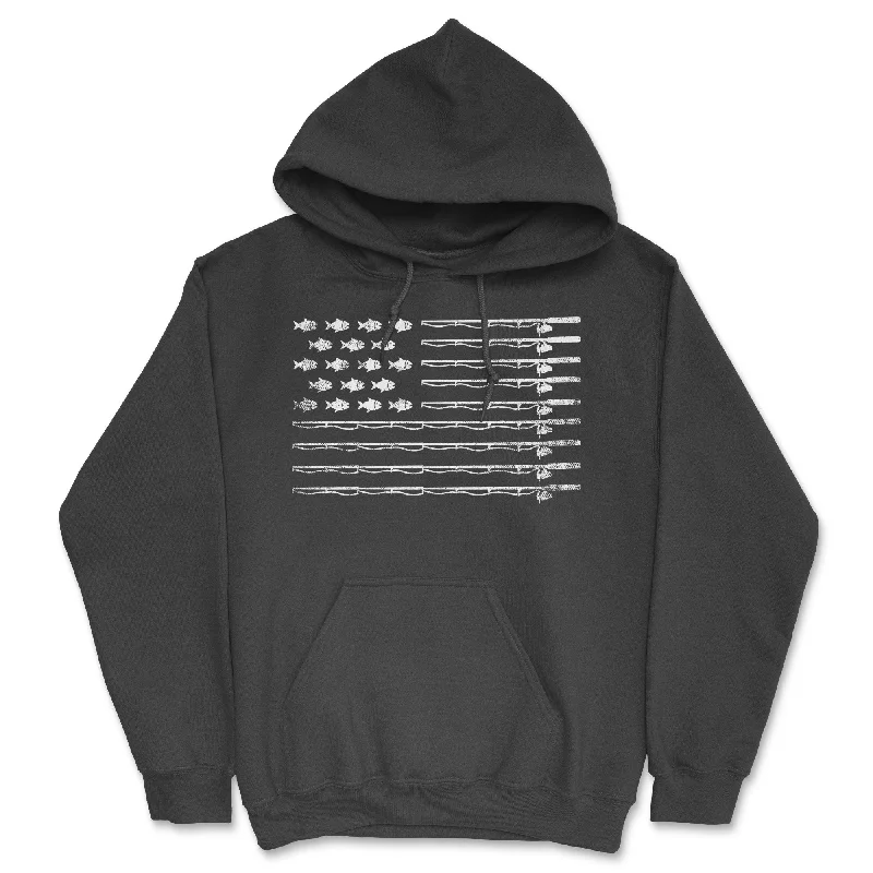 Fishing American Flag Hoodie Cozy Men's Sherpa