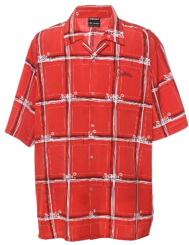 Red & White Y2K South Pole Checked Shirt - XXL Dynamic Men's Glow