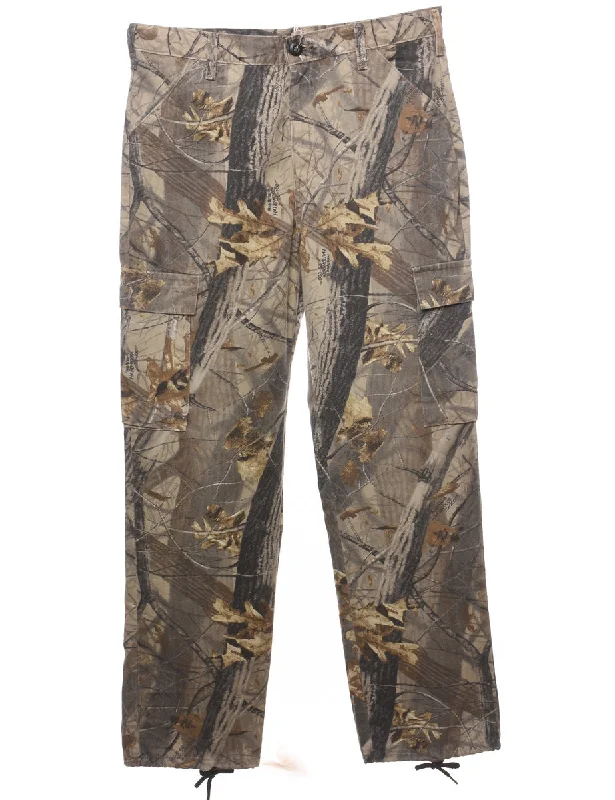 Green Camouflage Print Trousers - W34 L32 Refined Men's Hand