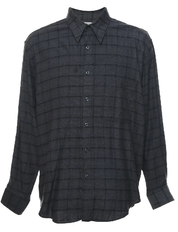 Dark Grey Checked Shirt - L Laid