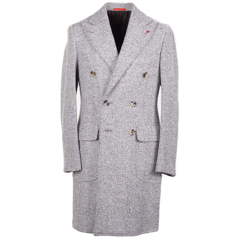 Isaia Soft Herringbone Wool Overcoat Elegant Men's Cashmere