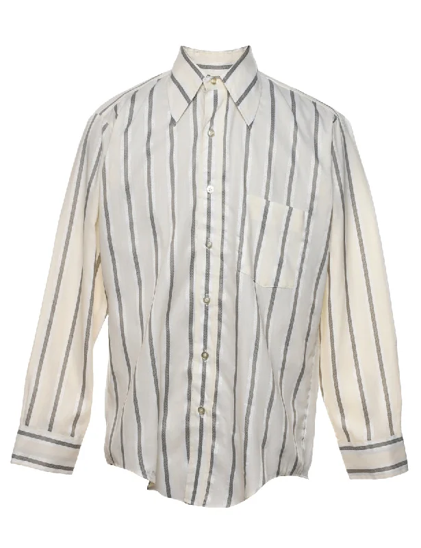 Off White Striped Shirt - L Cool Men's Skate