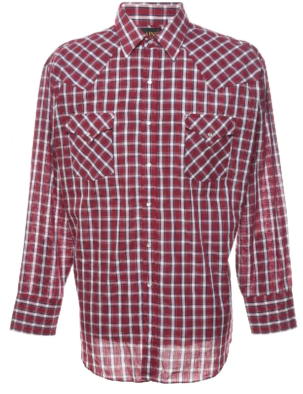 Maroon Checked Shirt - XL Dapper Men's 1920S