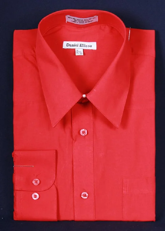 Men's Red Long Sleeve Dress Shirt Laid