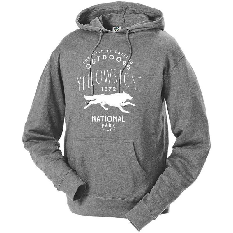 Yellowstone National Park Wolf Hoodie Rugged Men's Outdoor 