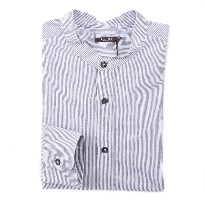 Peserico Cotton Shirt with Band Collar Dapper Men's Bow