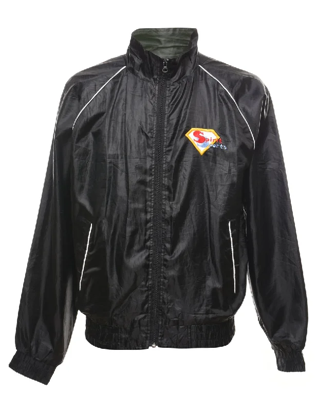 Black Embroidered National Championship Nylon Jacket - L Modern Men's Tech