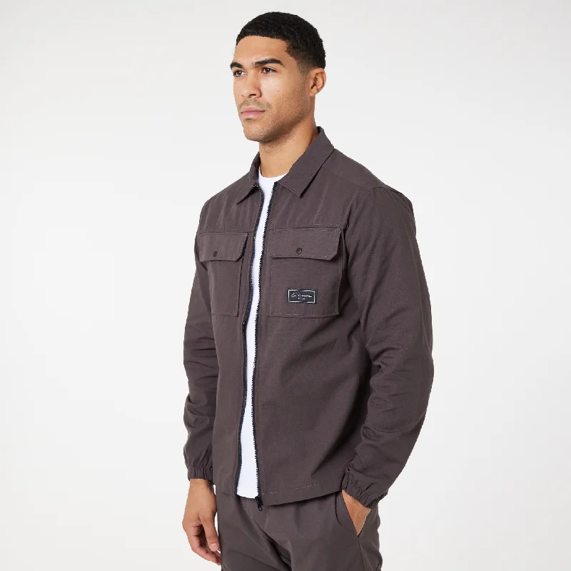 Utility Overshirt | Washed Brown Elegant Men's Formal 