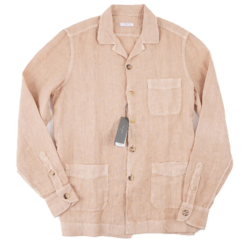 Boglioli Washed Linen Shirt-Jacket Casual Men's Short