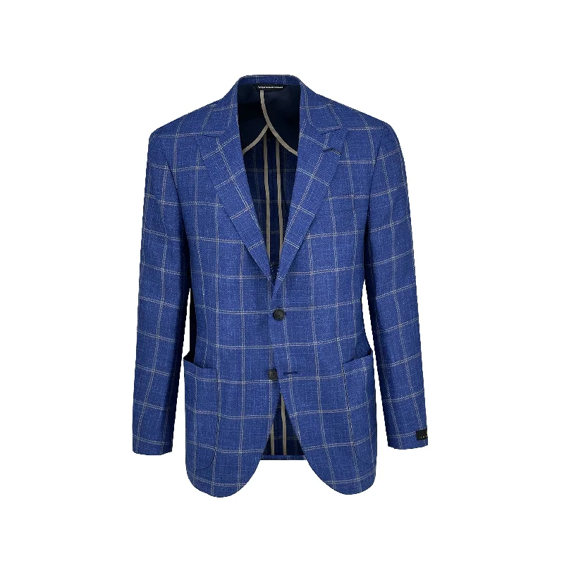 Navy Window Pane Sport Coat Masculine Men's 