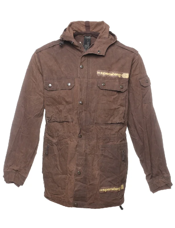 Brown Zip-Front Supreme Being Wax Jacket - M Sharp Men's Italian