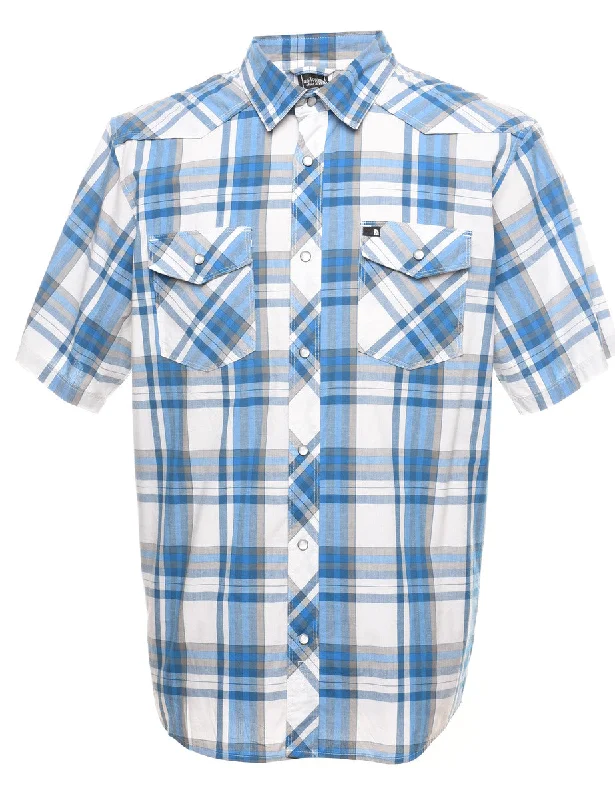 The North Face Blue & White Checked Shirt - L Dynamic Men's Moto