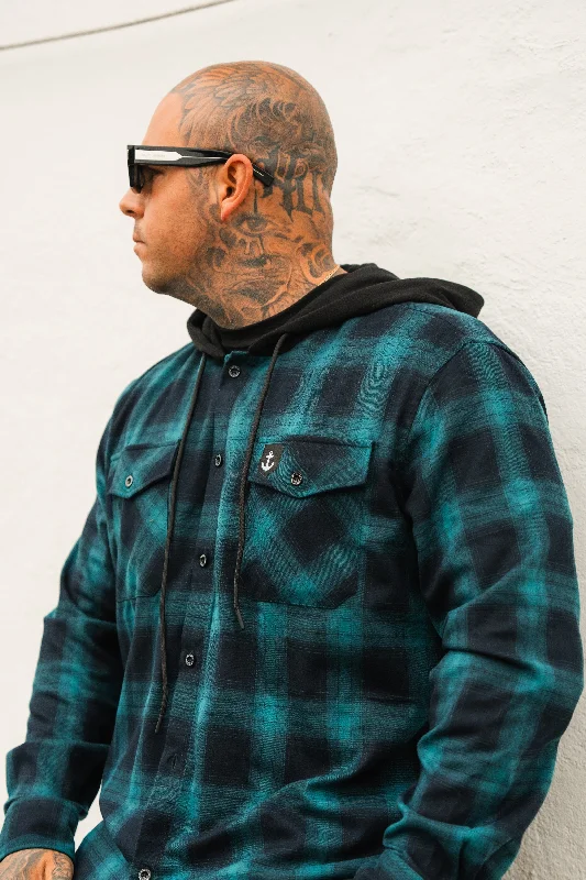 Ship Wreck Hooded Flannel Cool Men's Distressed