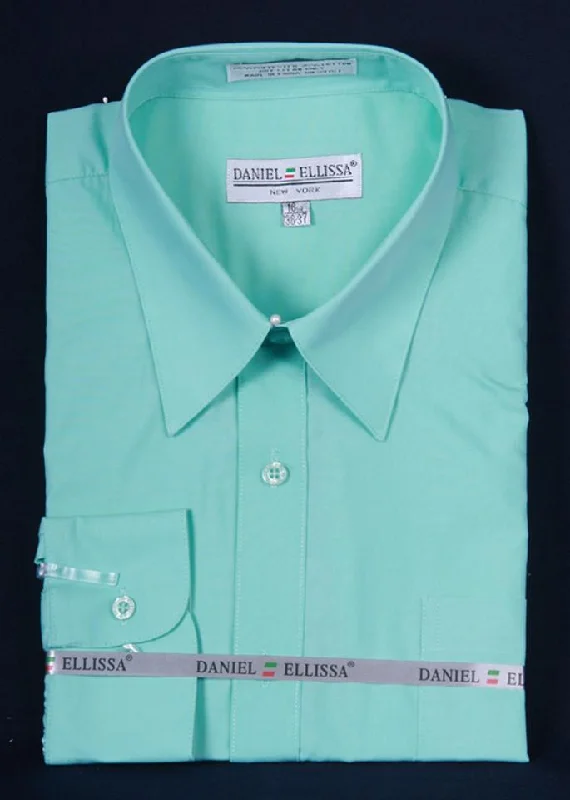 Men's  Mint Long Sleeve Dress Shirt Trendy Men's Bucket