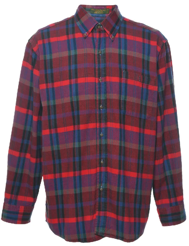 Long Sleeved Checked Shirt - L Relaxed Men's Beach