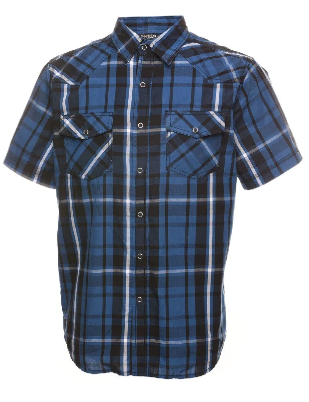 Blue Checked Short Sleeve Shirt - M Dynamic Men's High