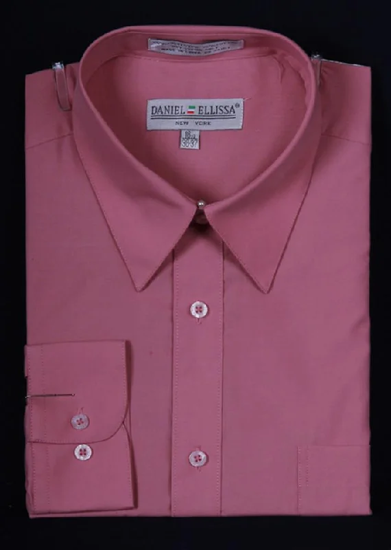 Men's Rose Pink Long Sleeve Dress Shirt Business