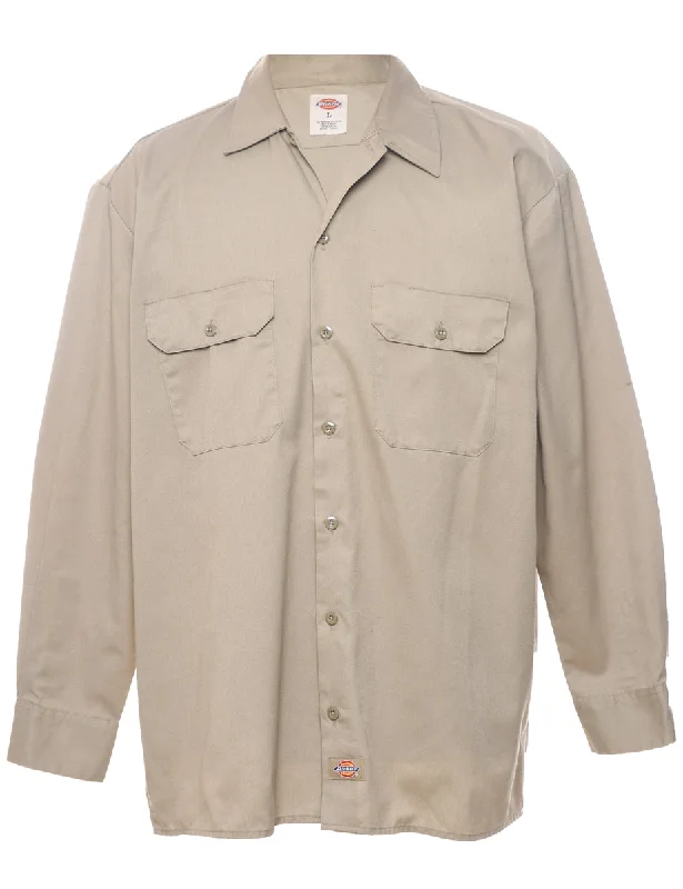 Dickies Beige Workwear Shirt - L Sleek Men's Metallic