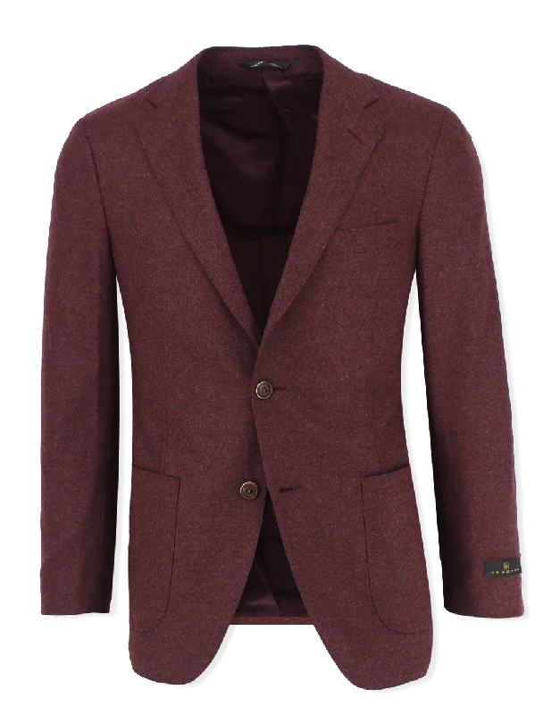 Super 170s Wool & Cashmere Burgandy Sport Coat Preppy Men's College